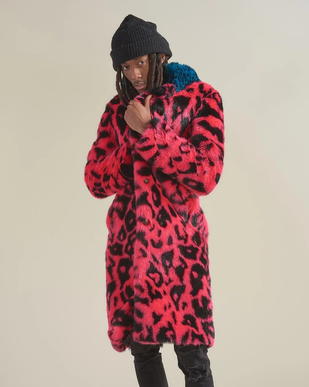 Pink Panther Calf Length Faux Fur Coat | Men's