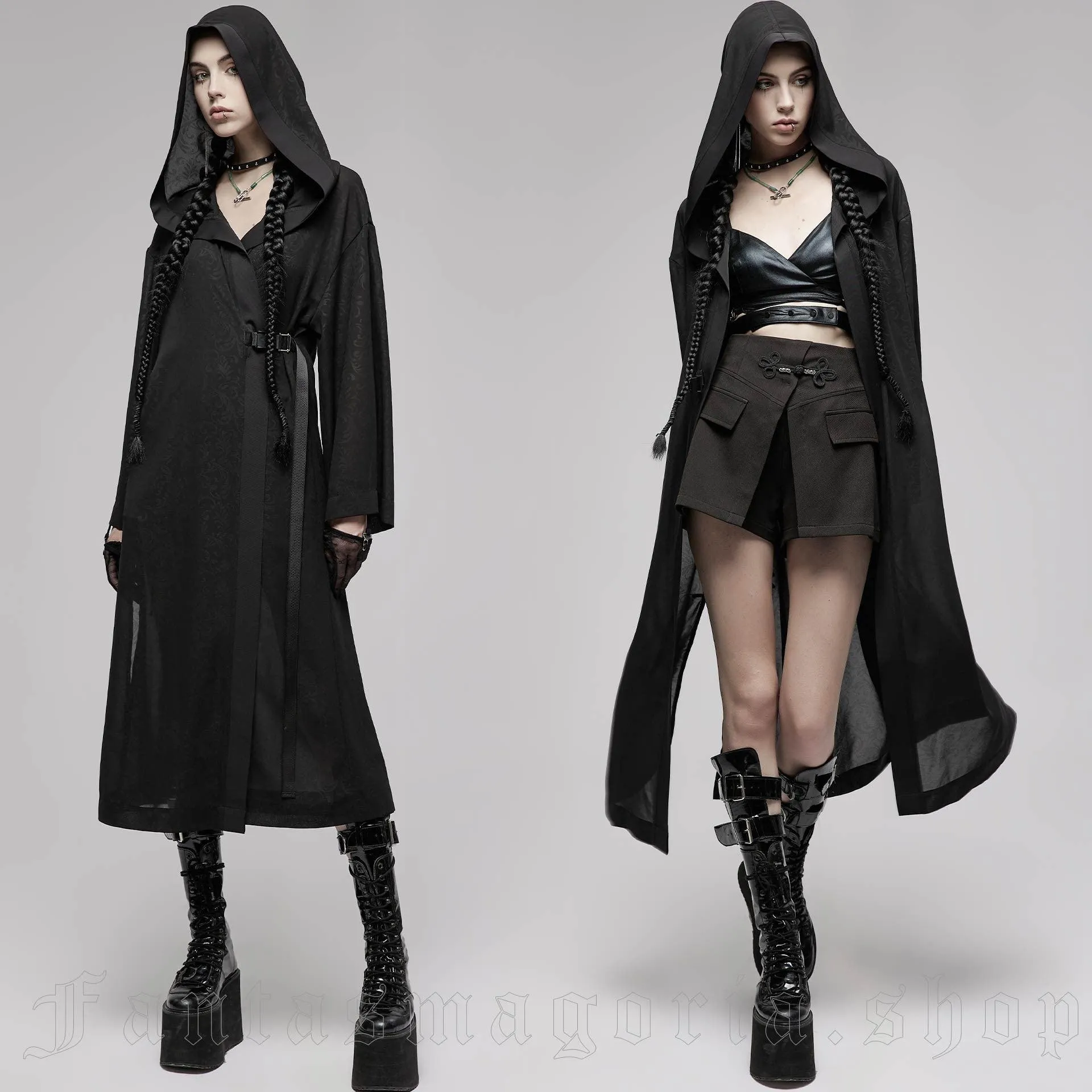 Punk Rave - DARK PATH ROBE - Women's Black Hooded Altar Robe