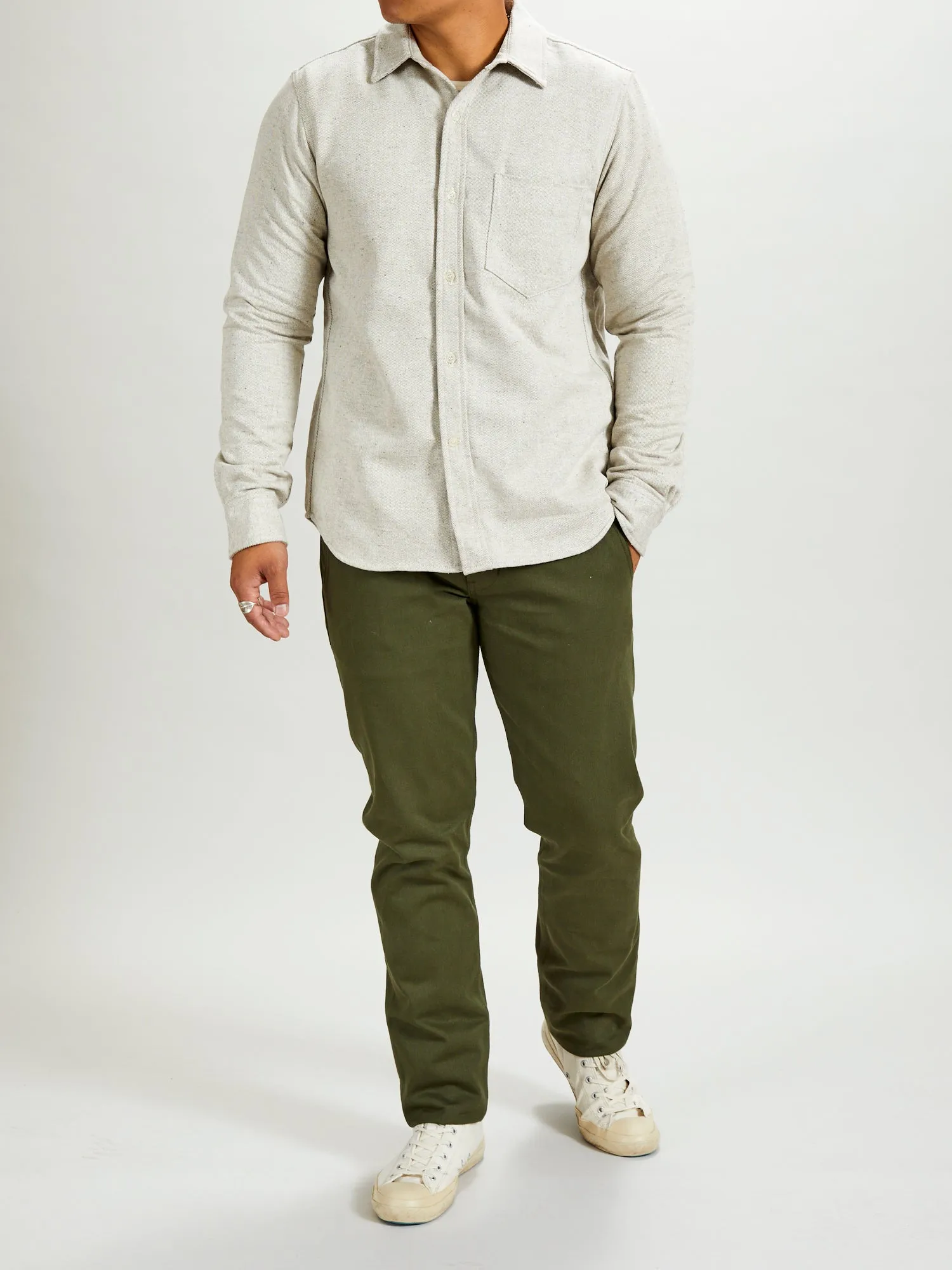 "Infantry Pant" in Green Selvedge Twill