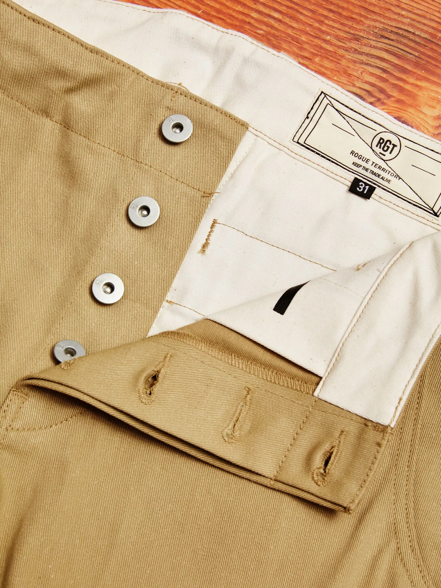 "Infantry Pant" in Khaki Selvedge Twill