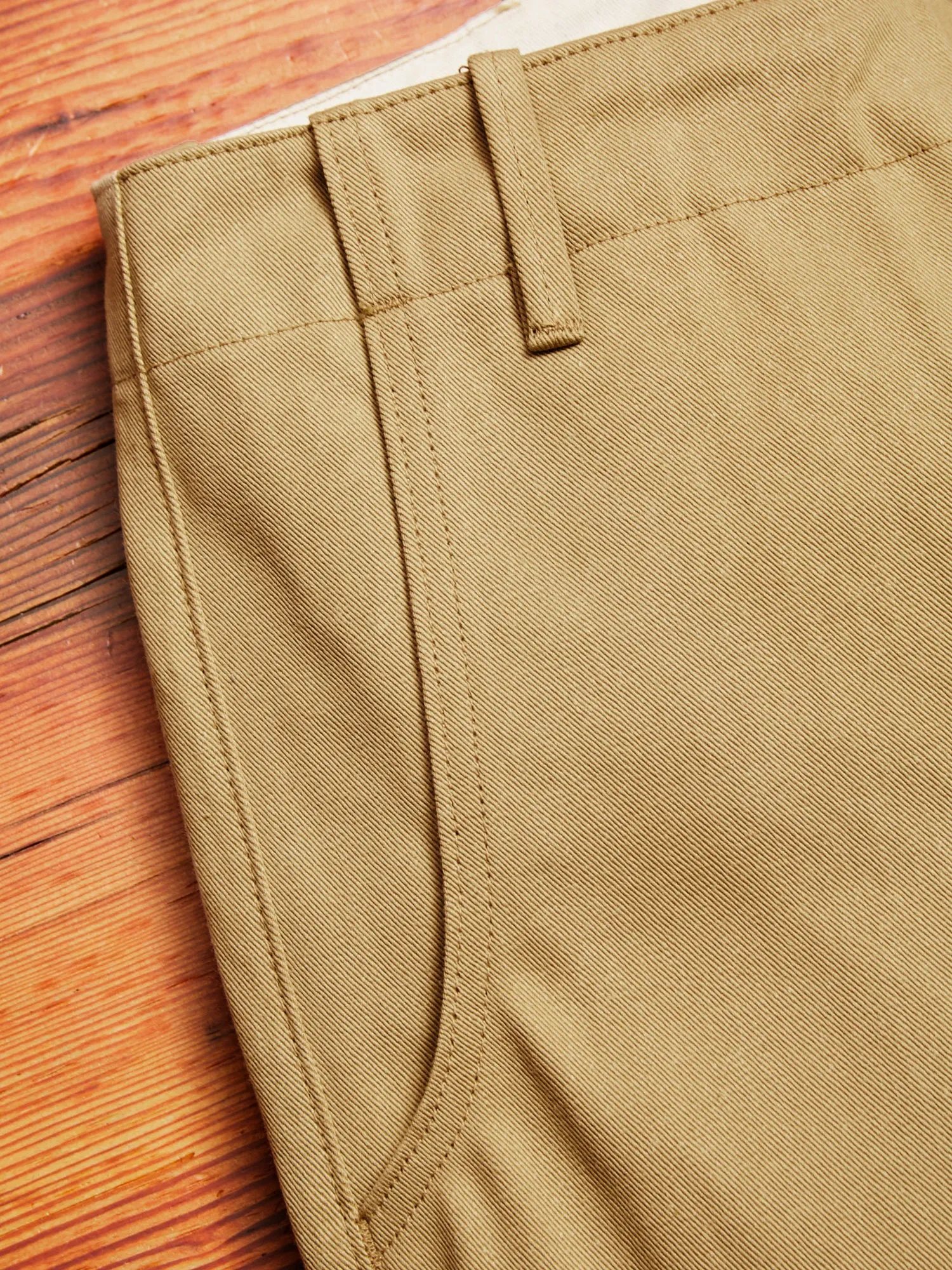 "Infantry Pant" in Khaki Selvedge Twill