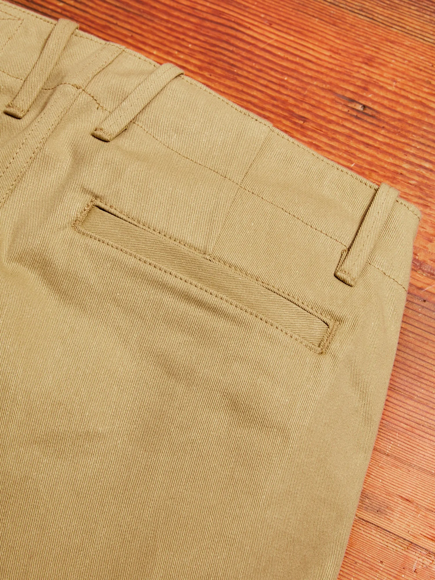 "Infantry Pant" in Khaki Selvedge Twill