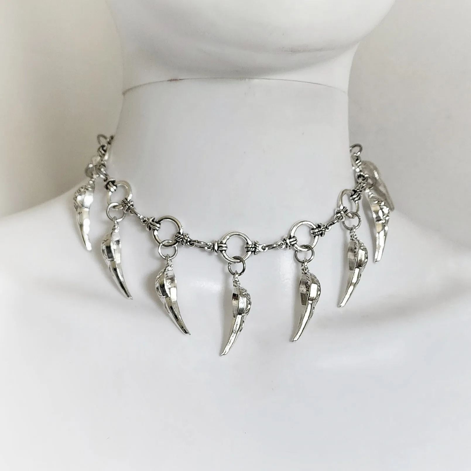 Raven Skull Choker Necklace Goth Jewelry