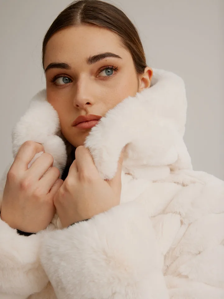 Reversible Hooded Faux Fur Coat