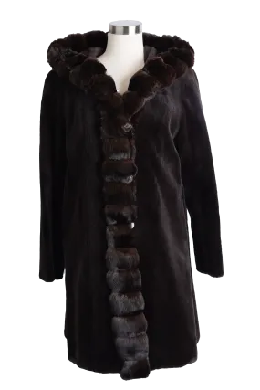 Sheared Mink Reversible Coat w/ Chinchilla Trim