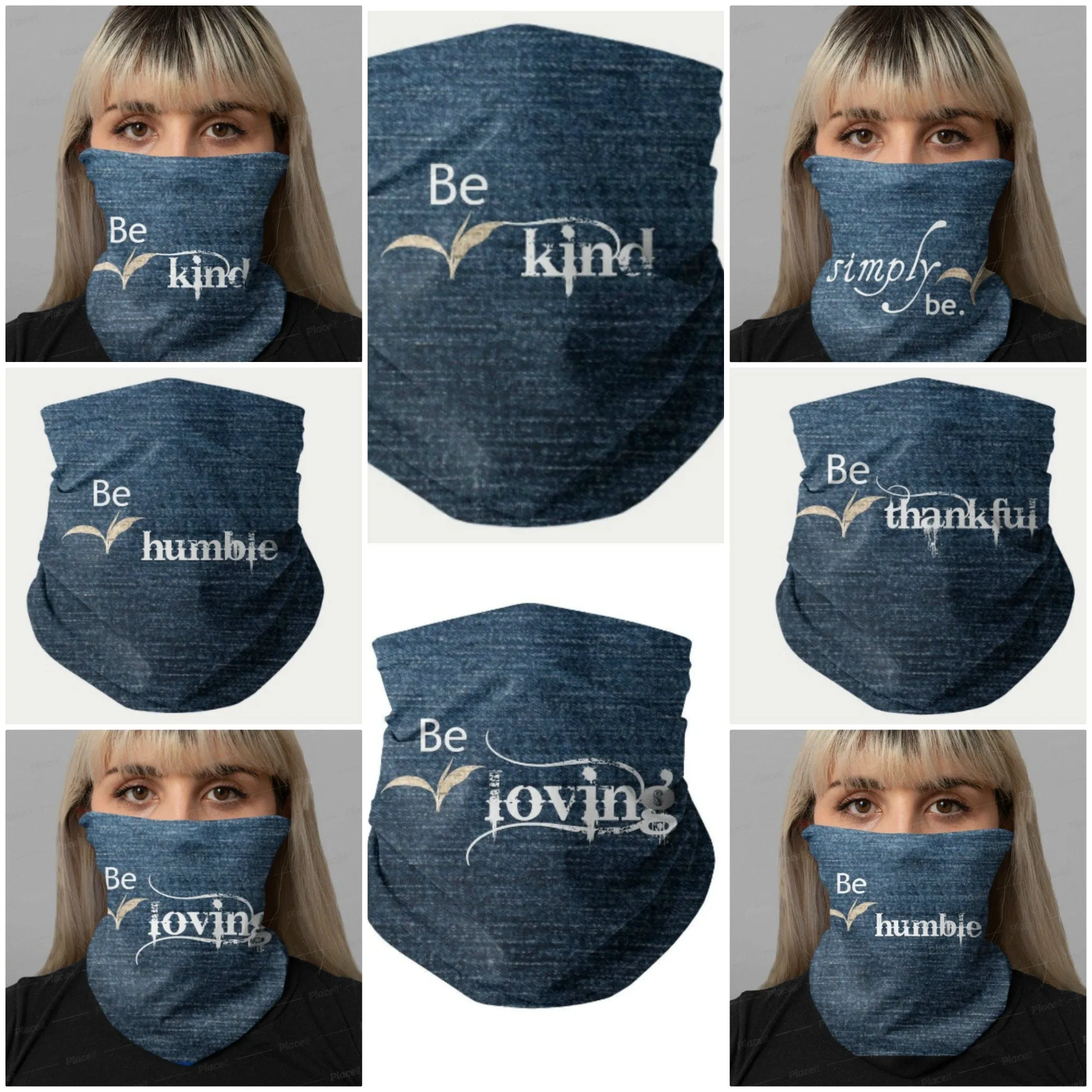 Simply Be,Suede Fleece,Denim Look,Neck Gaiter,Multi-functional , Headband,Bandana,Balaclava,Hair Band,Dust Mask,Cute Valentine Gift