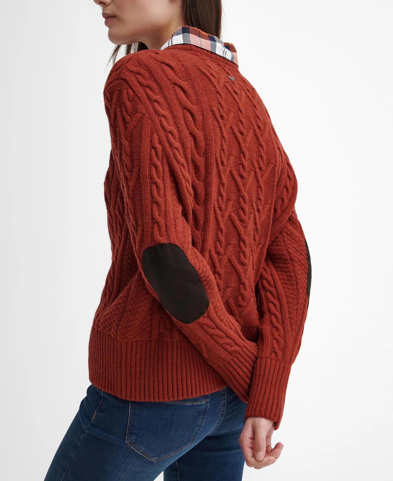 Solway Cable-Knit Crew Neck Jumper - Spiced Pumpkin