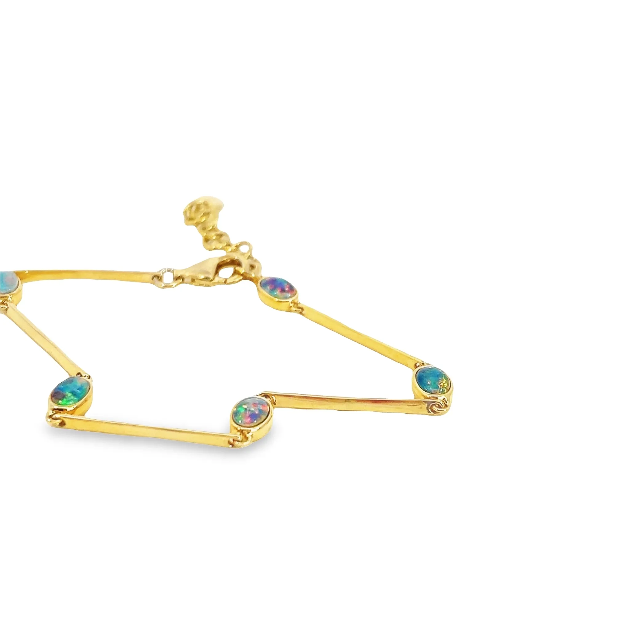 Stunning Gold-Plated Opal Triplet Bracelet with Lobster Clasp