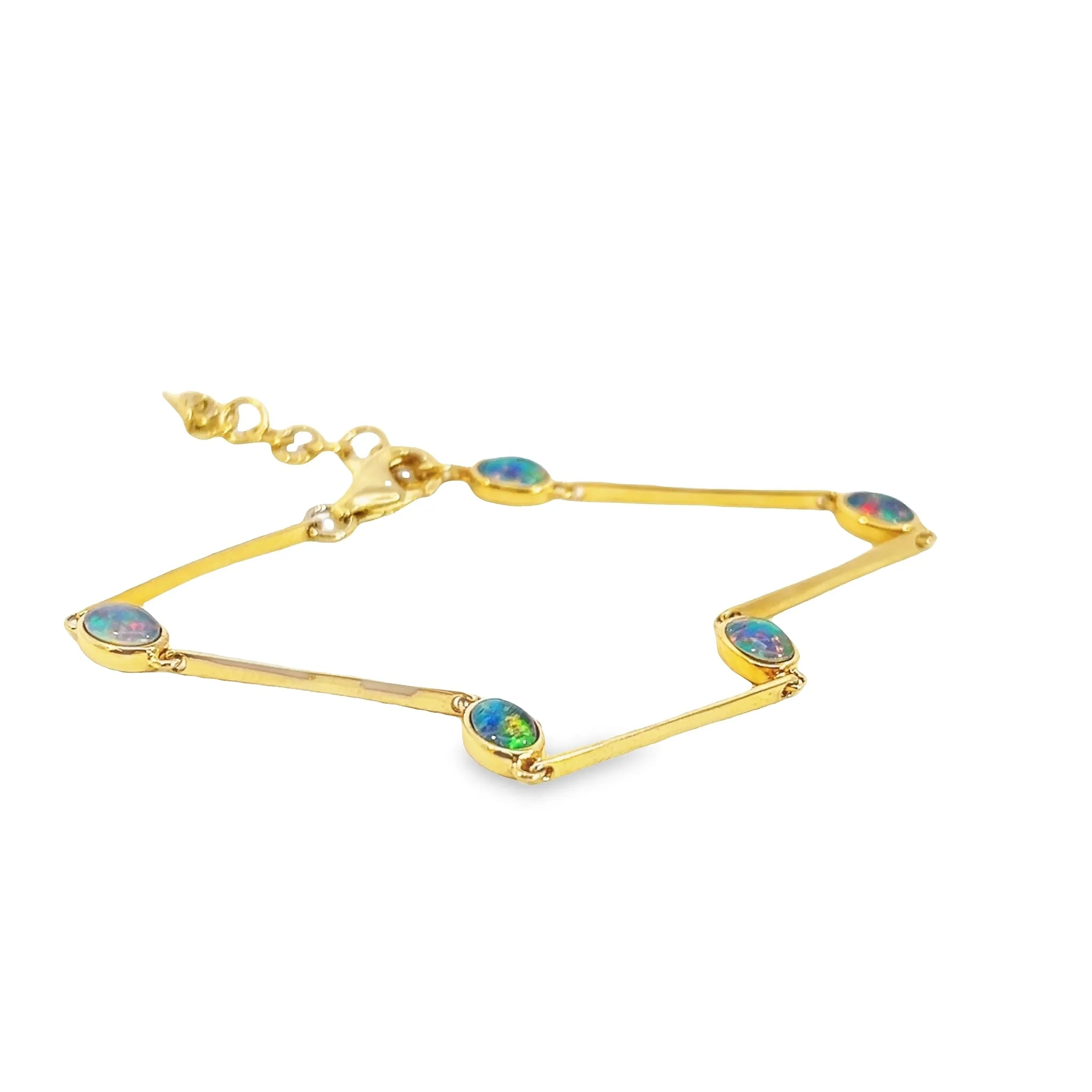 Stunning Gold-Plated Opal Triplet Bracelet with Lobster Clasp