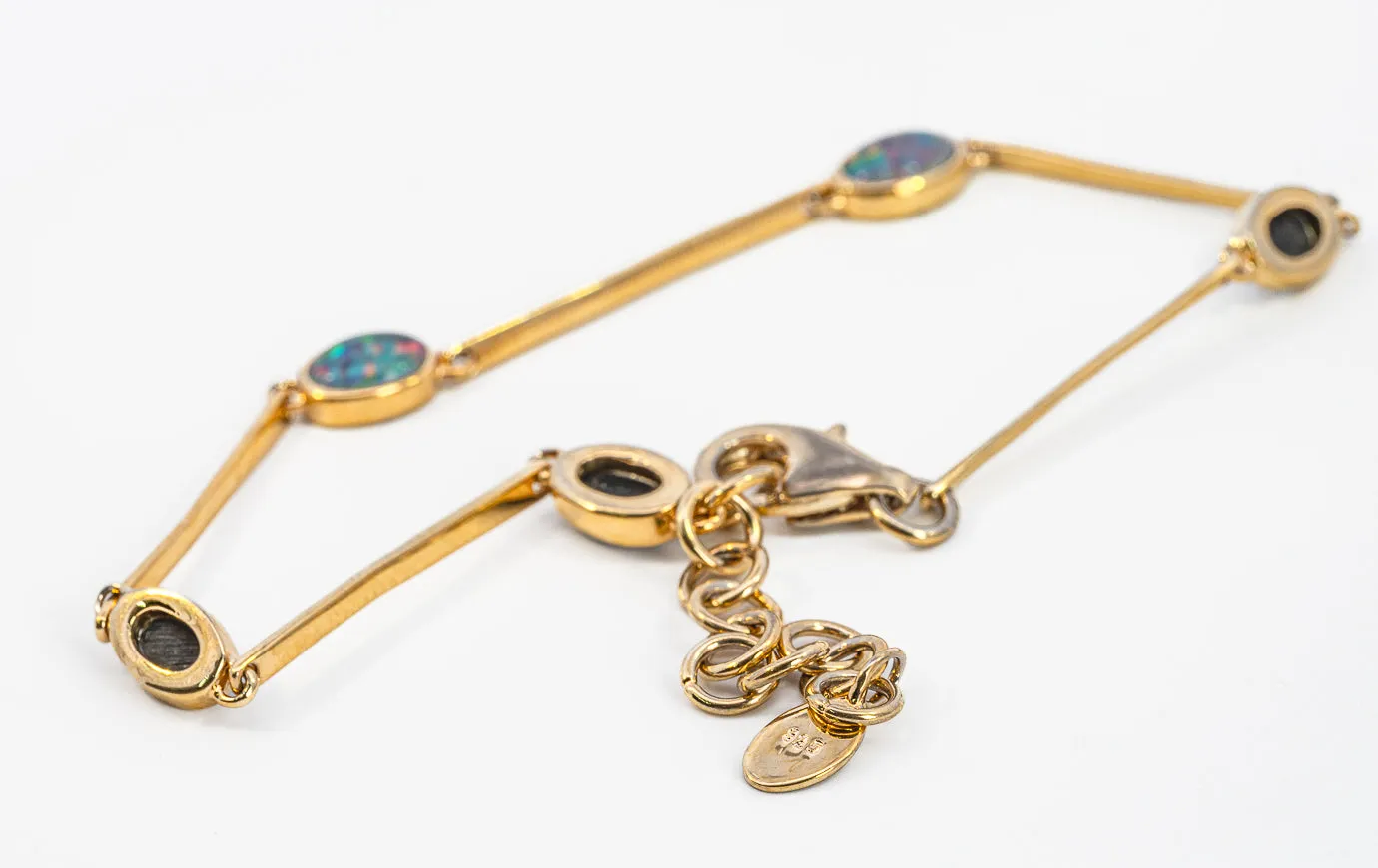 Stunning Gold-Plated Opal Triplet Bracelet with Lobster Clasp