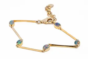 Stunning Gold-Plated Opal Triplet Bracelet with Lobster Clasp