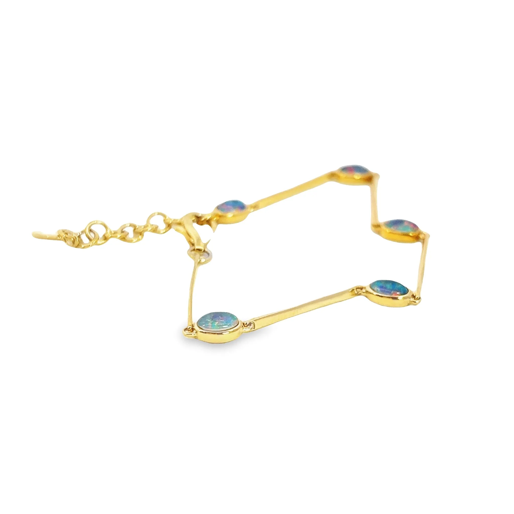 Stunning Gold-Plated Opal Triplet Bracelet with Lobster Clasp