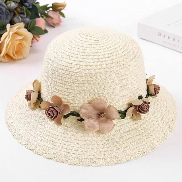 Summer Sun Hat | Elegant female Hat | Vintage Hats | Straw Beach Hat| Flower String Woman Hat|