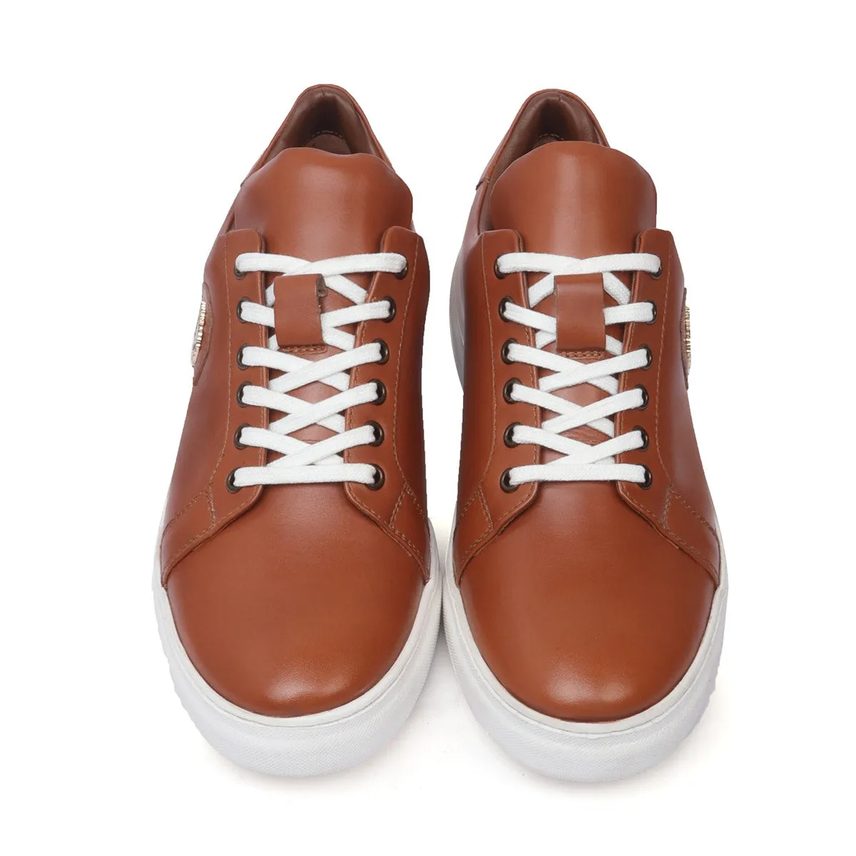 Tan Leather Low Top Sneaker with White Sole