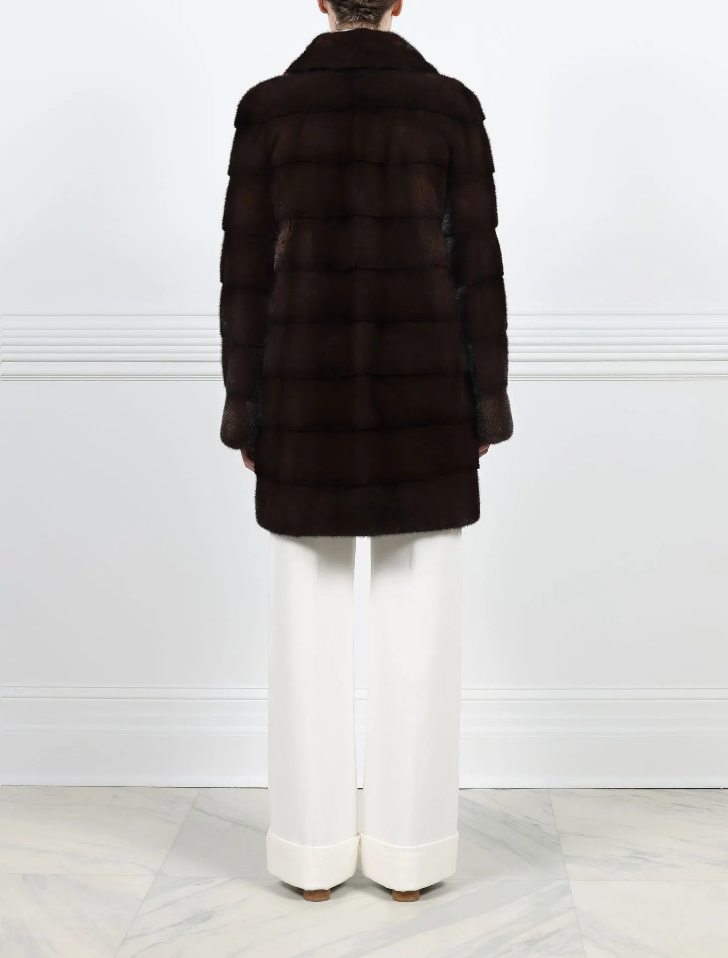 The Kristina Horizontal Mink Fur Coat With Notch Collar