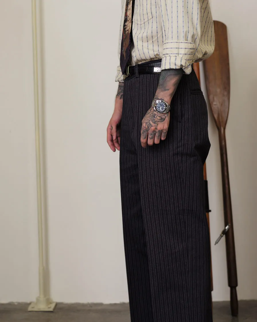 Twist Twill Striped Trouser Black