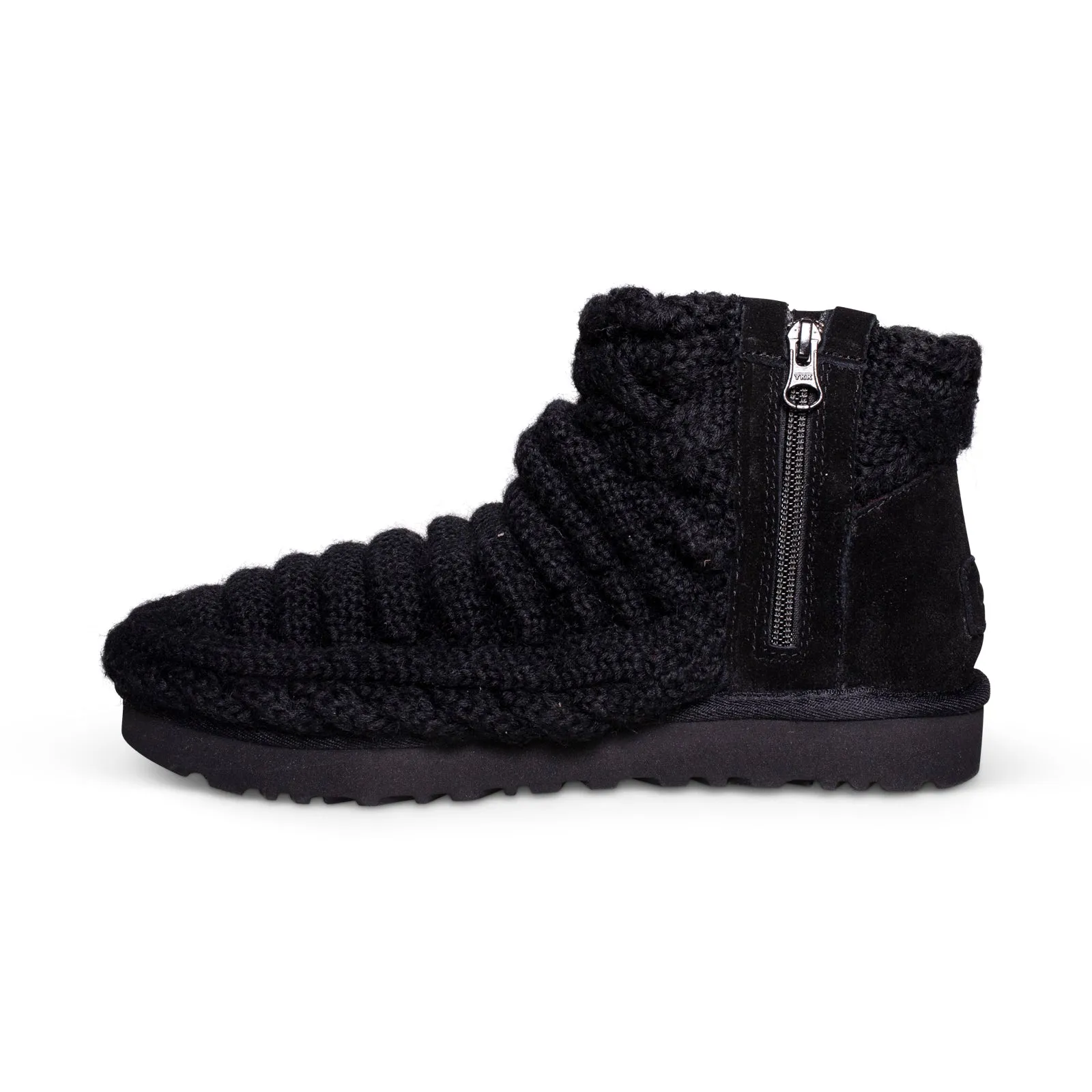 UGG Classic Mini Chunky Knit Black Boots - Women's