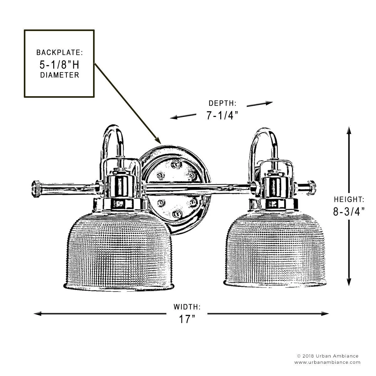 UHP2041 Luxe Industrial Bath Fixture, 8-3/4"H x 17"W, Fashion Bronze Finish, Harlow Collection