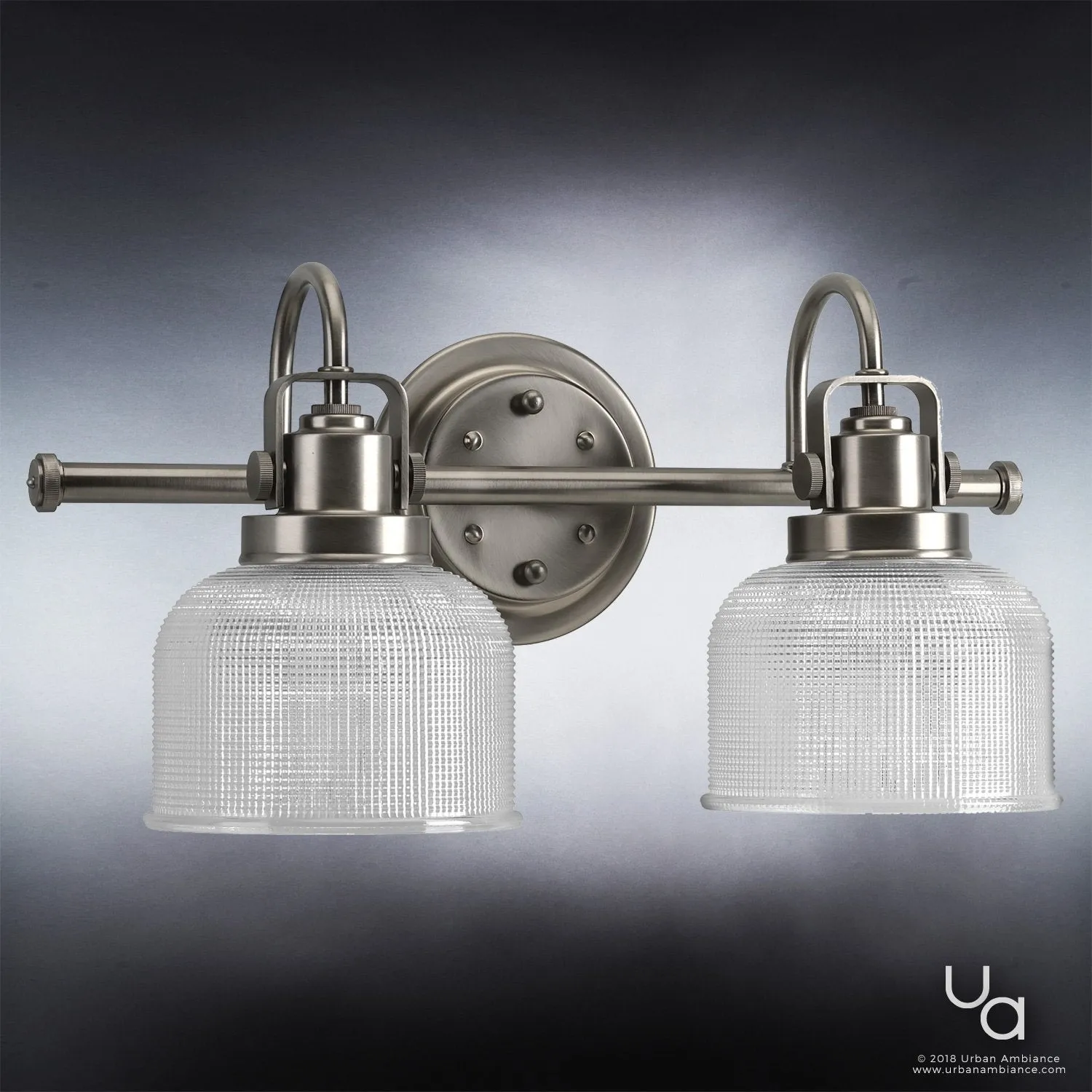 UHP2042 Luxe Industrial Bath Fixture, 8-3/4"H x 17"W, Aged Nickel Finish, Harlow Collection