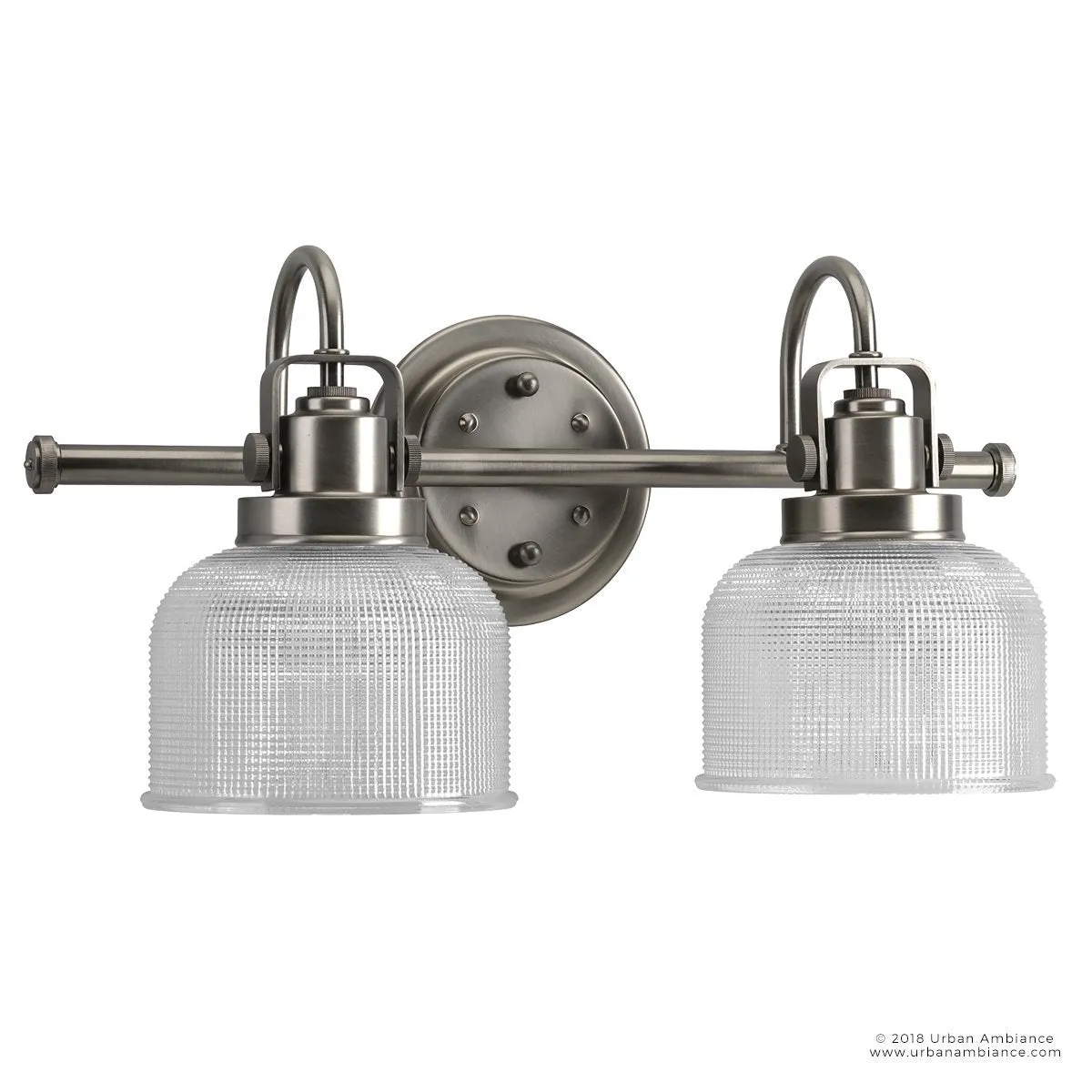 UHP2042 Luxe Industrial Bath Fixture, 8-3/4"H x 17"W, Aged Nickel Finish, Harlow Collection