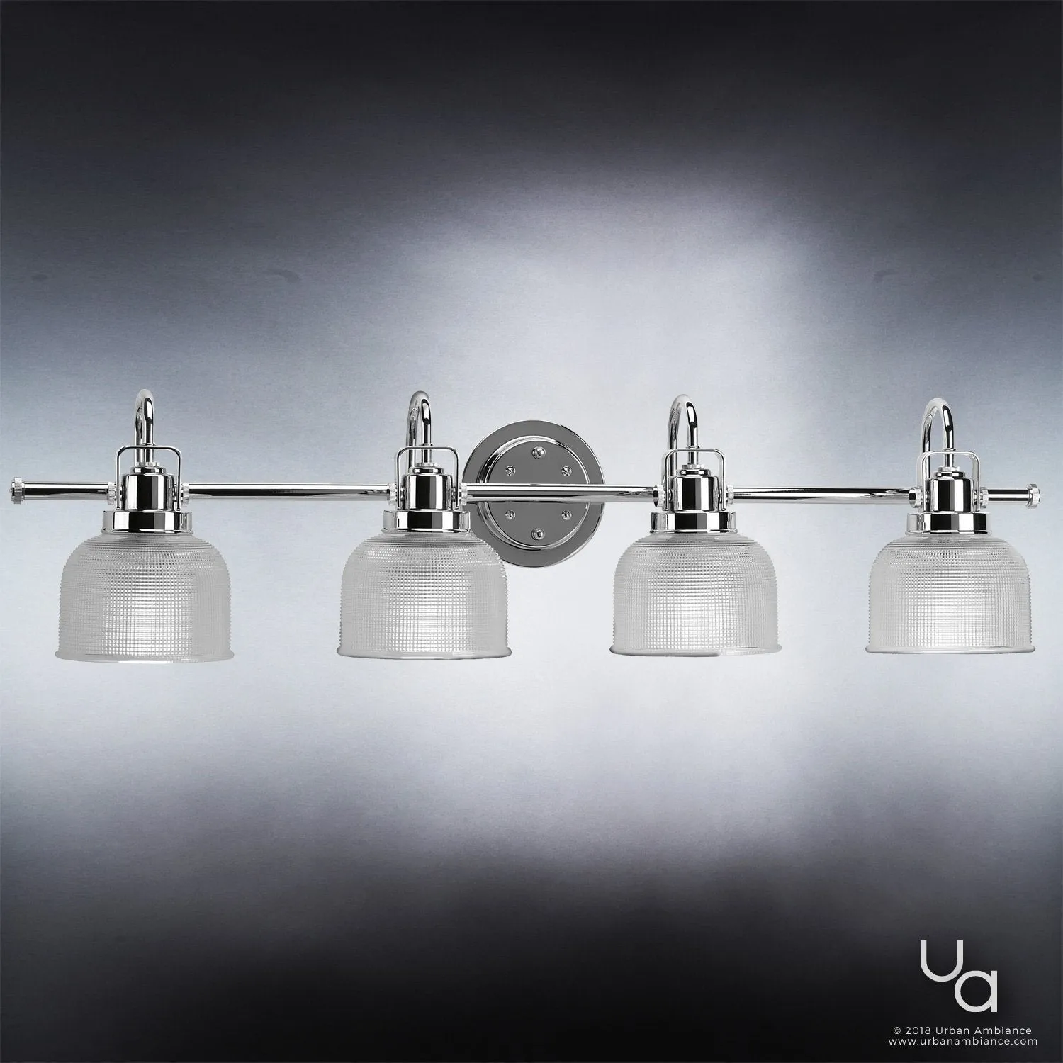 UHP2046 Luxe Industrial Bath Fixture, 8-3/4"H x 35-1/2"W, Polished Chrome Finish, Harlow Collection