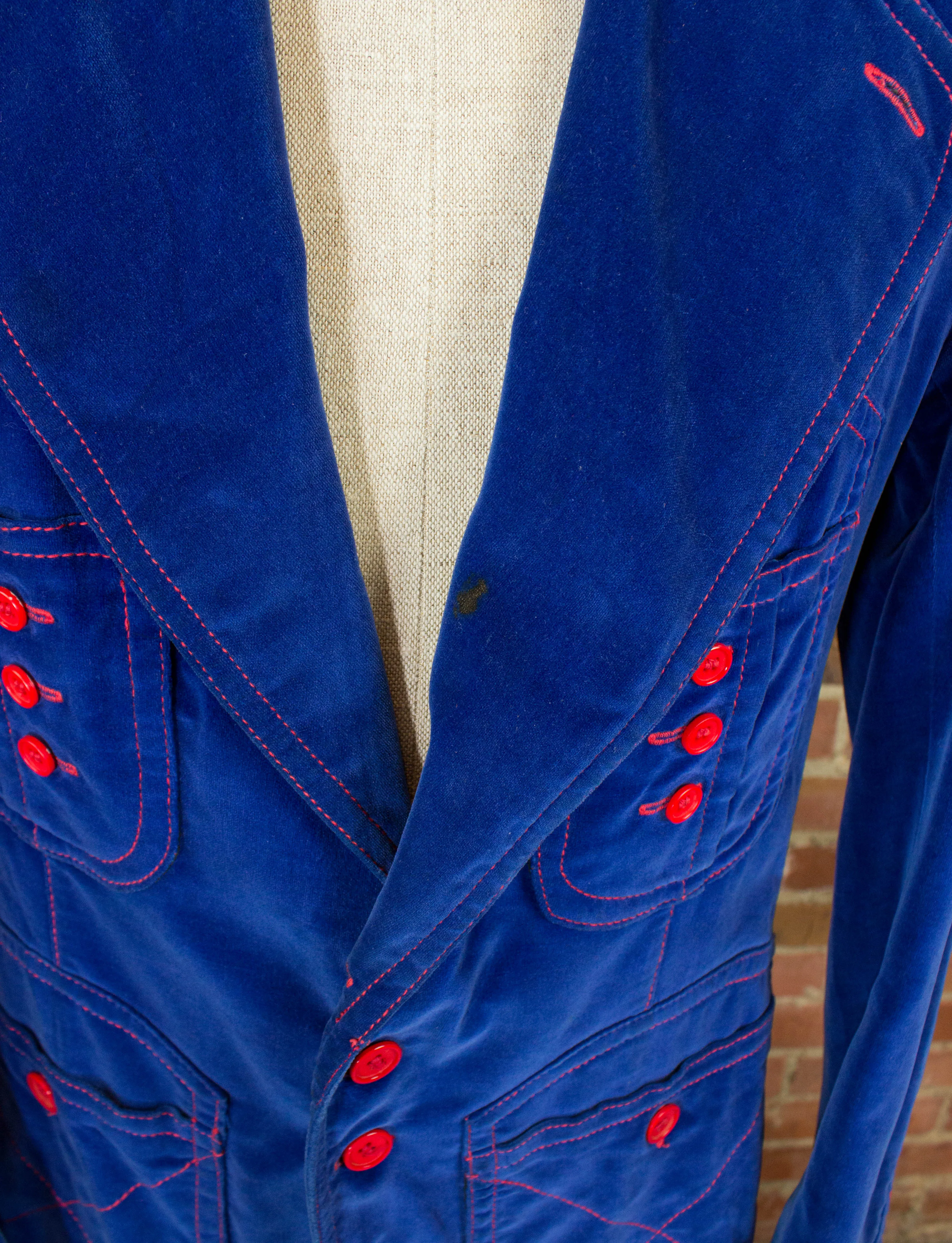 Vintage Mr. Freedom Velvet Blazer Jacket 1969 Blue Red Size 40