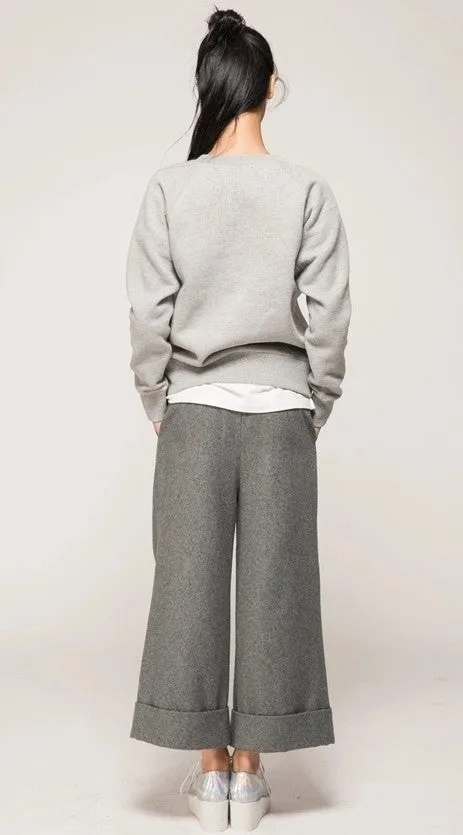 Women's Wide Leg Pants Wool Culottes Woolen Trouser