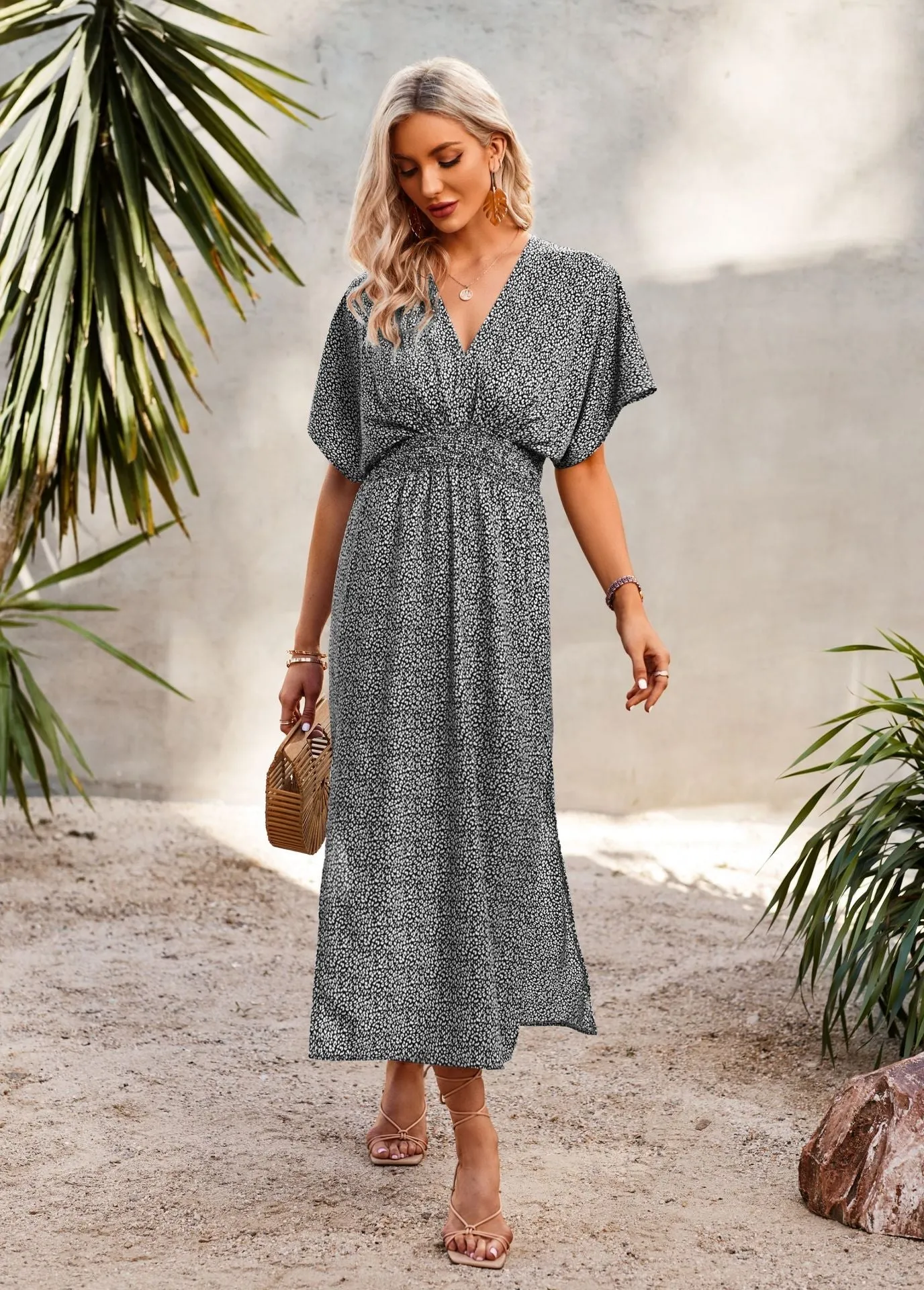 Woodloch Adjustable Printed Kimono Maxi Dress