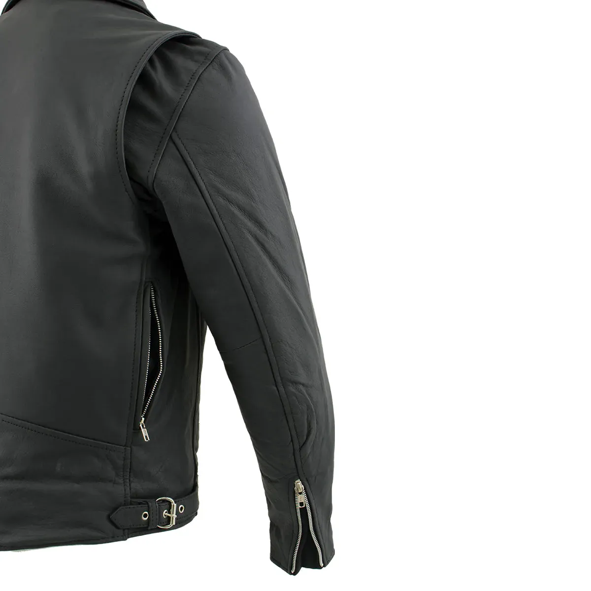 Xelement BXU10580 Men's 'Reaper' Matte Black Leather Moto Jacket